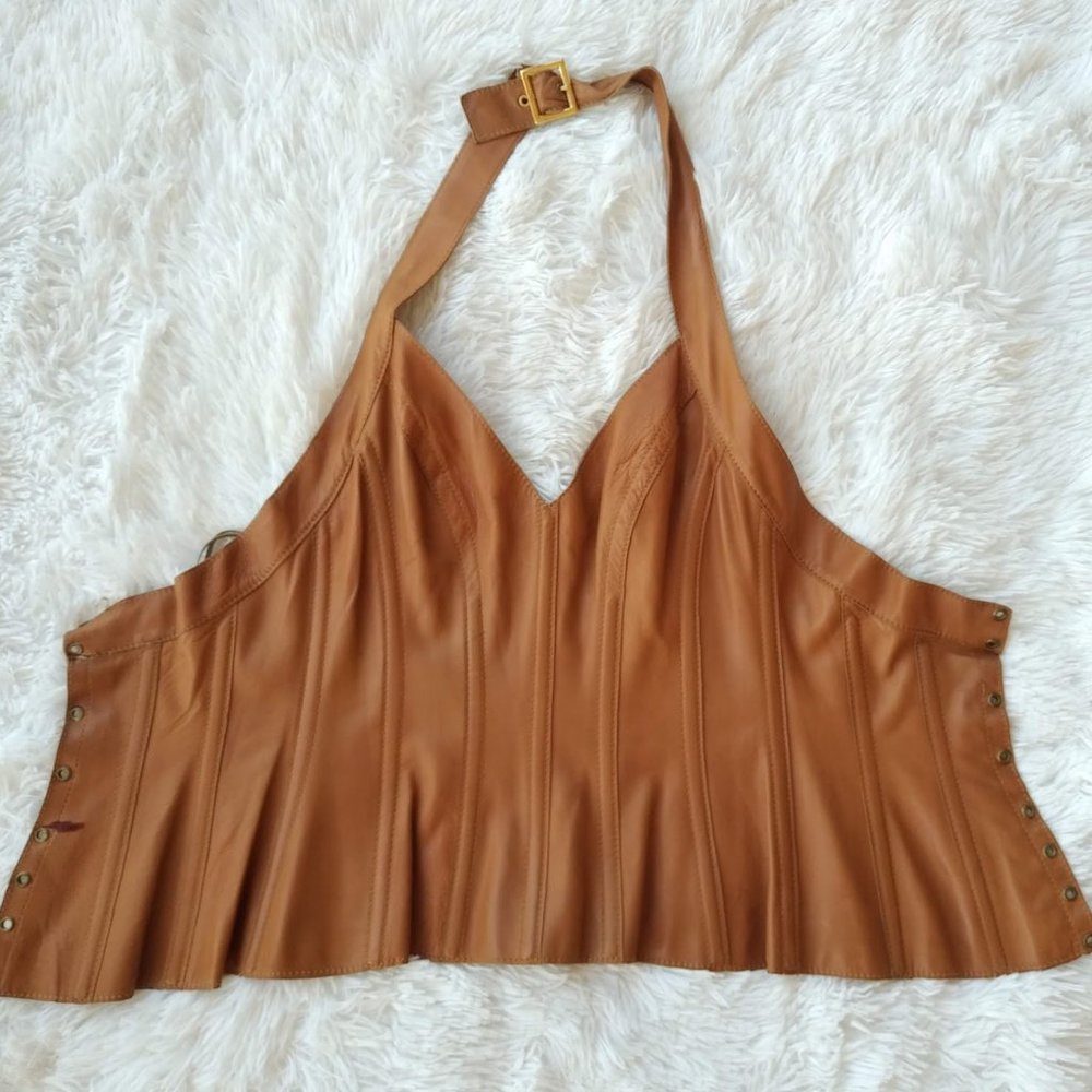 Dolce and Gabbana Vintage Leather Sexy Top